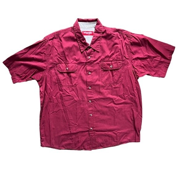 Wrangler Men's Red Short Sleeve Button Front Shirt size XL - Picture 1 of 5